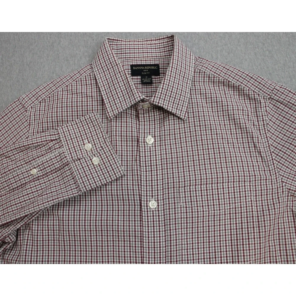 Banana Republic Shirt Mens M (15‎ - 15.5) Slim Fit 100% Cotton Long Sleeve
